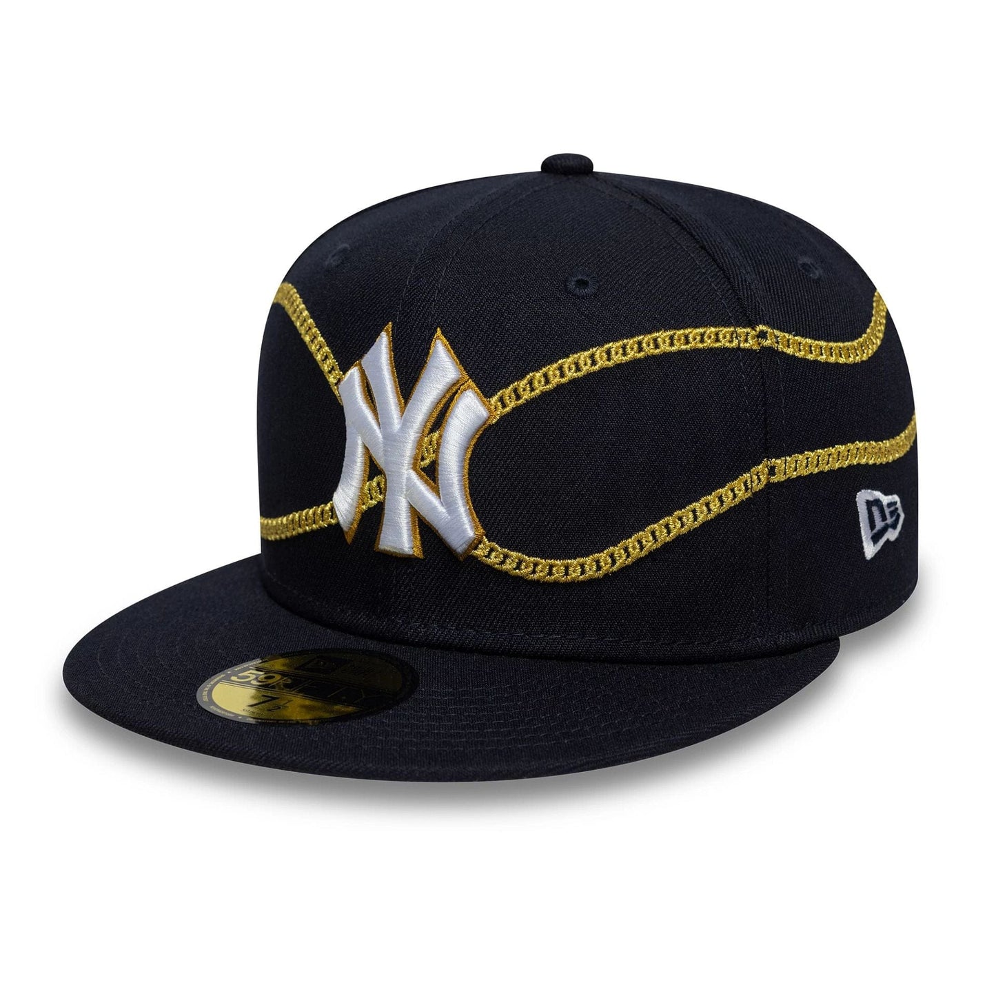 This is a New York Yankees MLB Chain Wrap Navy 59FIFTY Fitted Cap 4