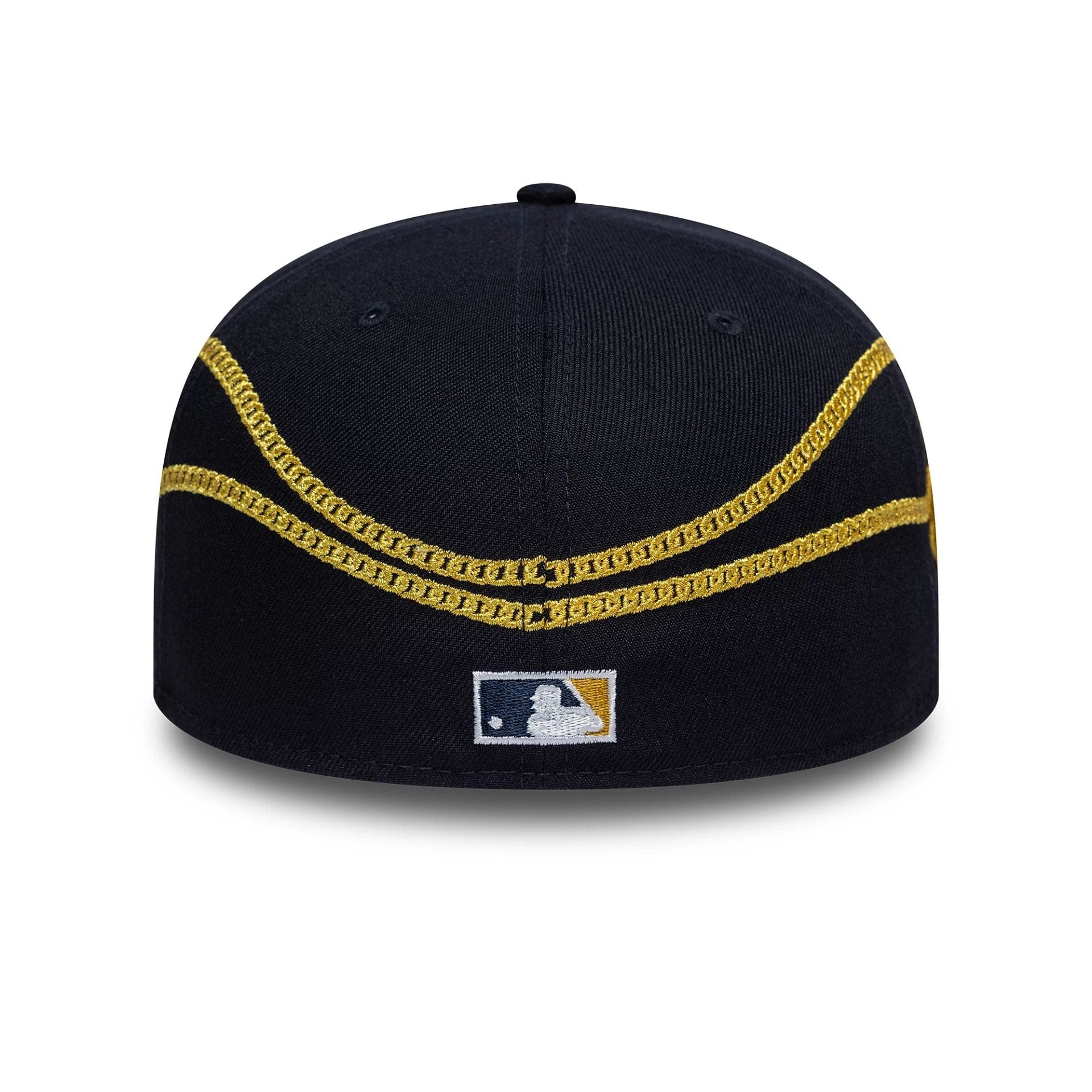 This is a New York Yankees MLB Chain Wrap Navy 59FIFTY Fitted Cap 5
