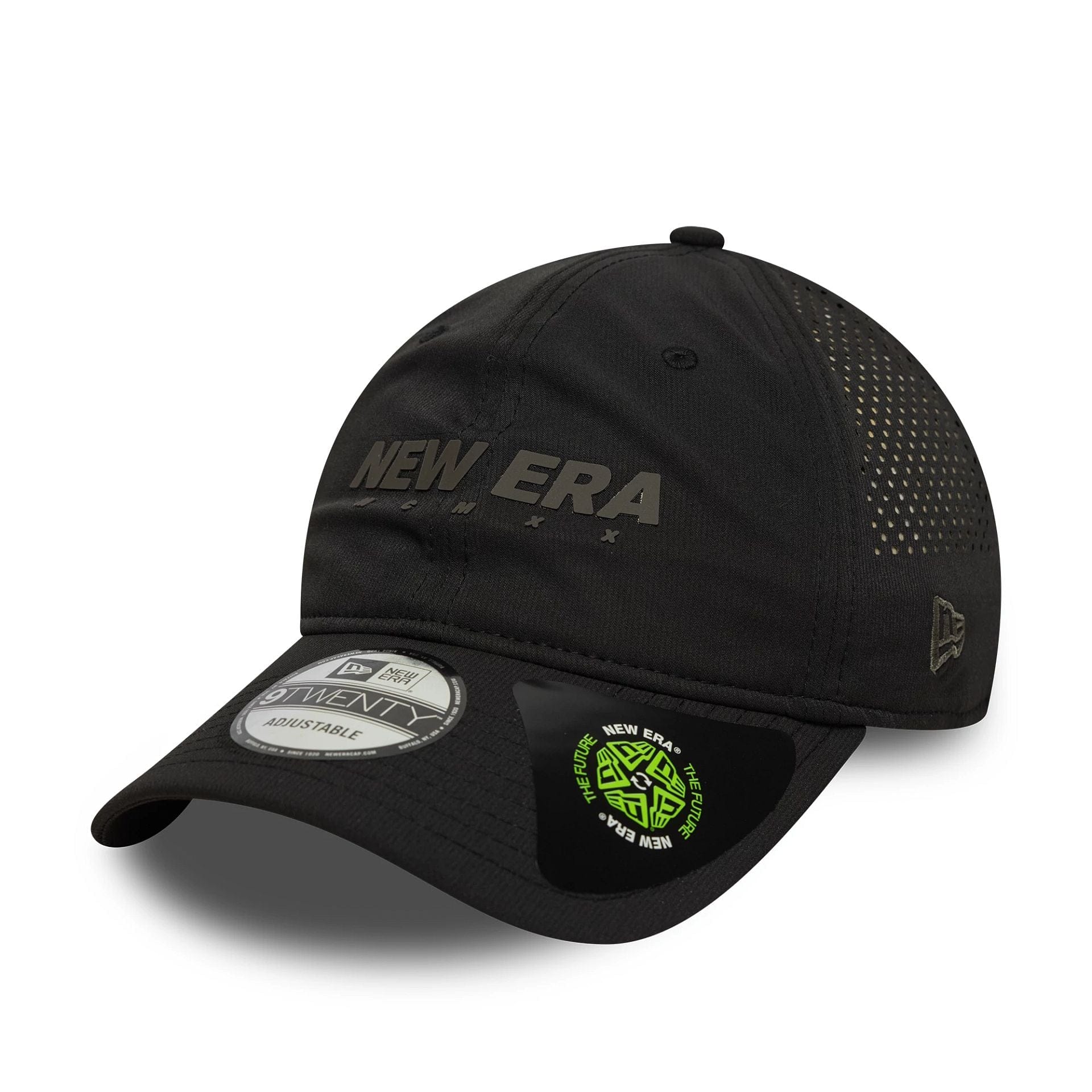 This is a New Era Recycled Black 9TWENTY Adjustable Cap 1