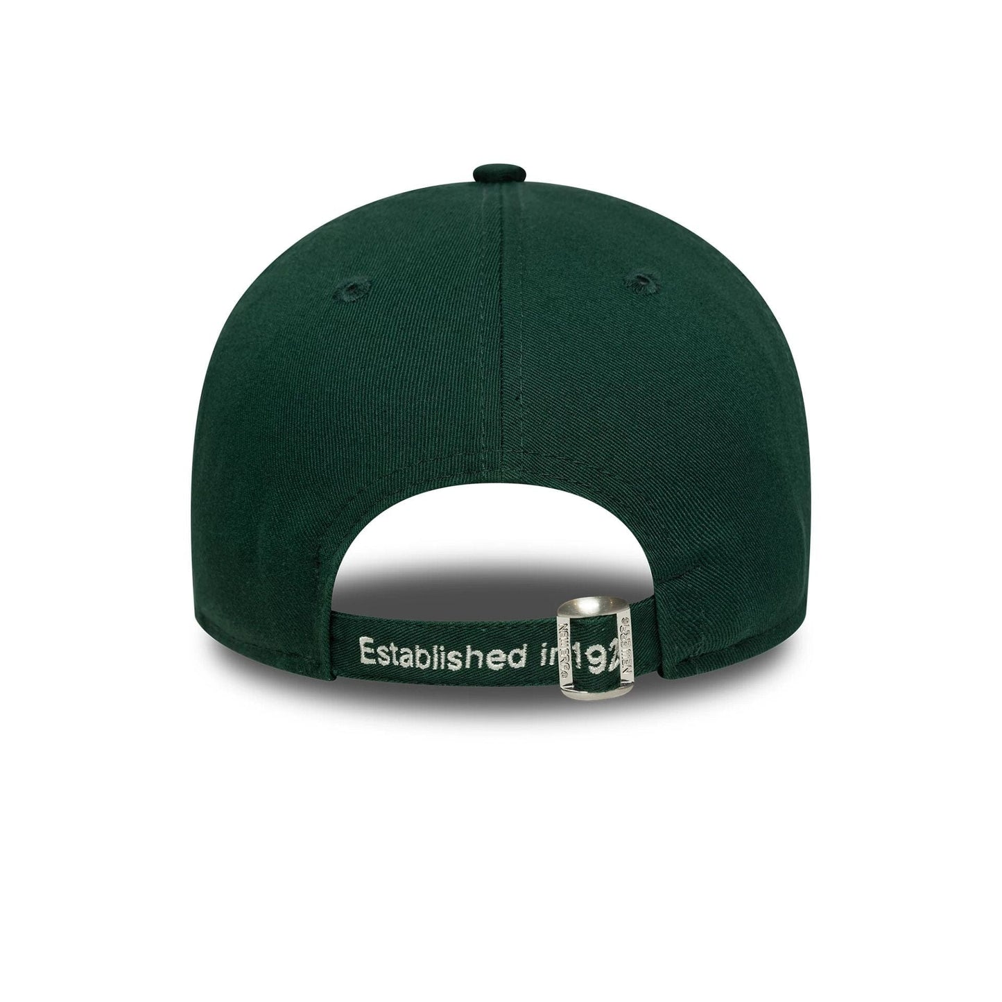 This is a New Era Script Dark Green 9TWENTY A-Frame Adjustable Cap 4