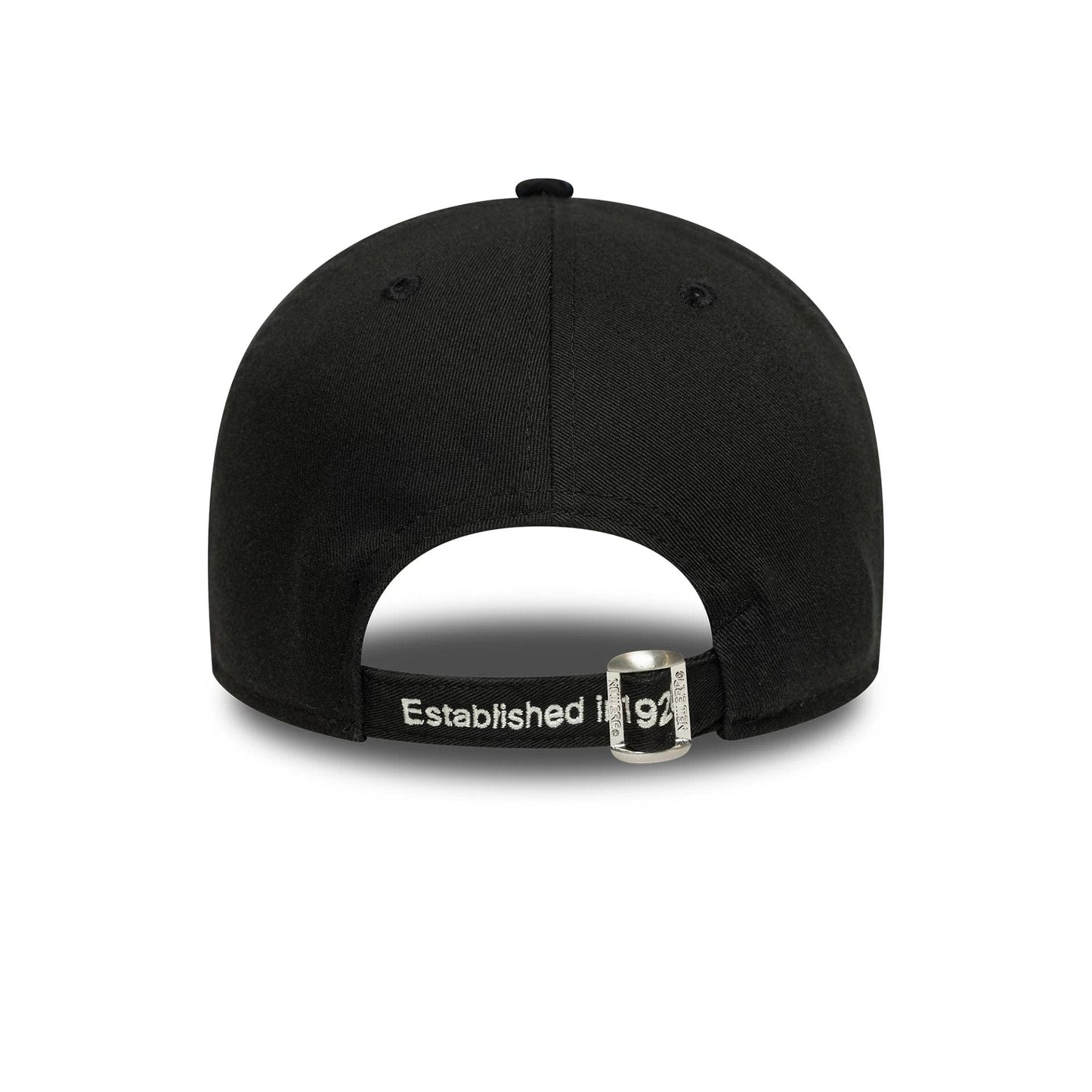 This is a New Era Script Black 9TWENTY A-Frame Adjustable Cap 4
