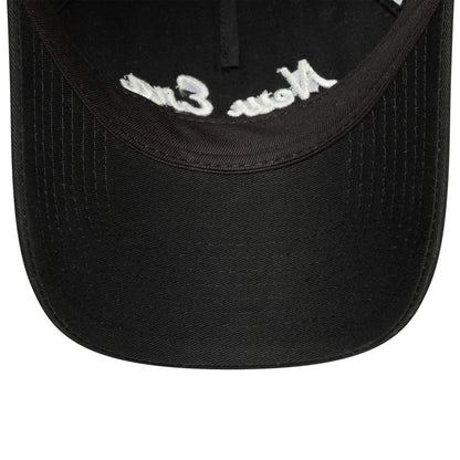 This is a New Era Script Black 9TWENTY A-Frame Adjustable Cap 5