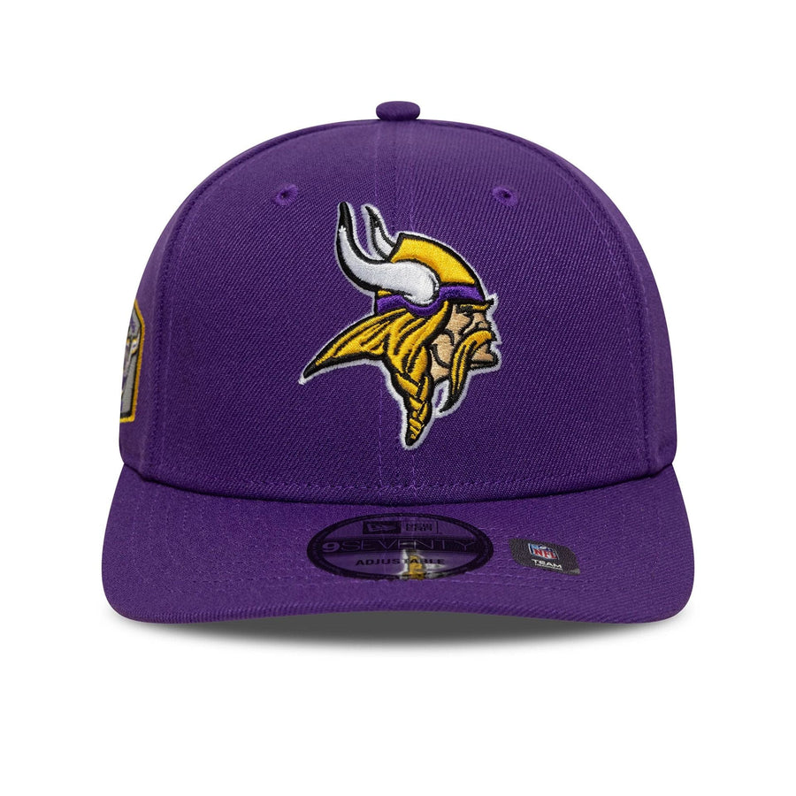 This is a Minnesota Vikings NFL Patch Purple 9SEVENTY Stretch-Snap Adjustable Cap 3