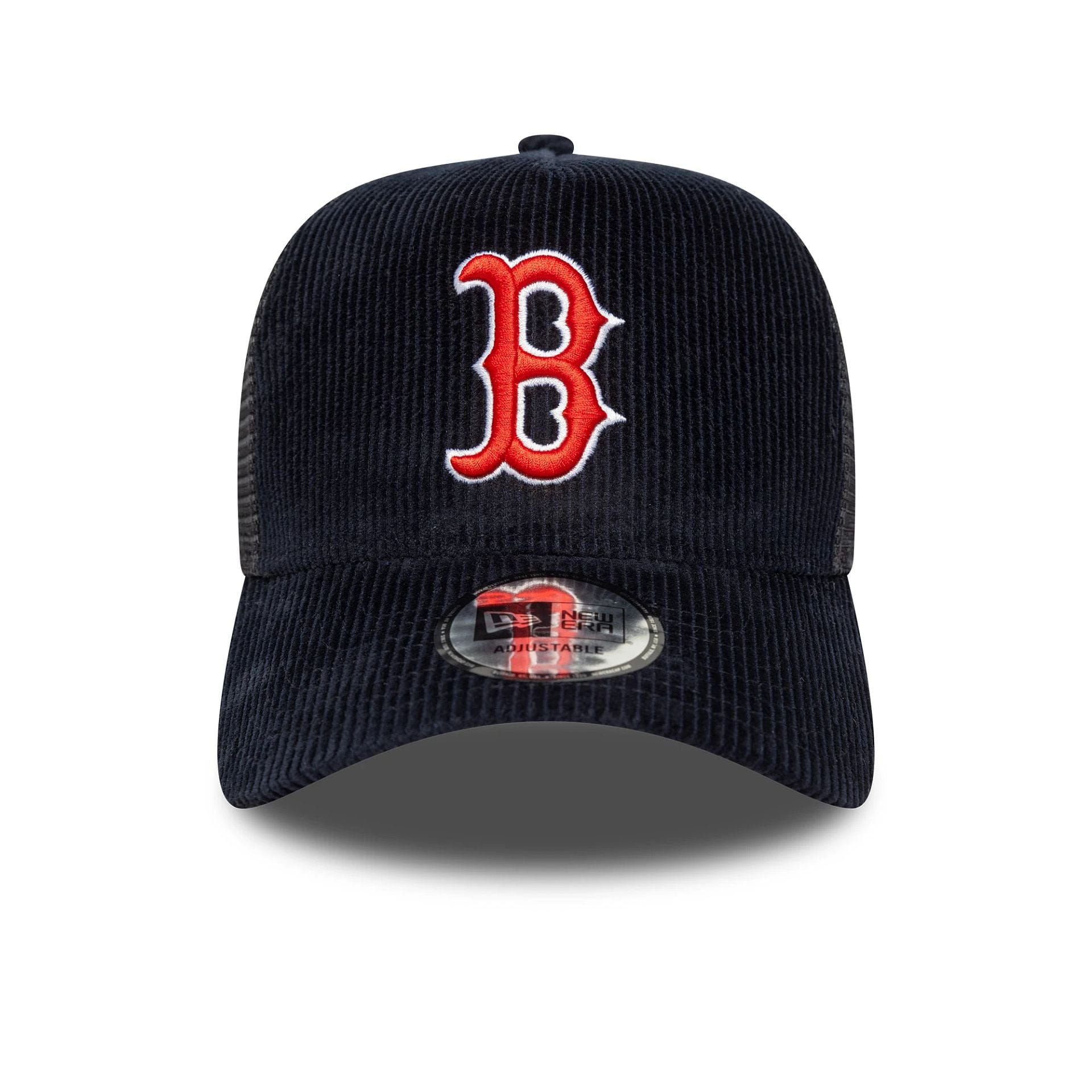This is a Boston Red Sox MLB Cord Navy 9FORTY A-Frame Trucker Adjustable Cap 2