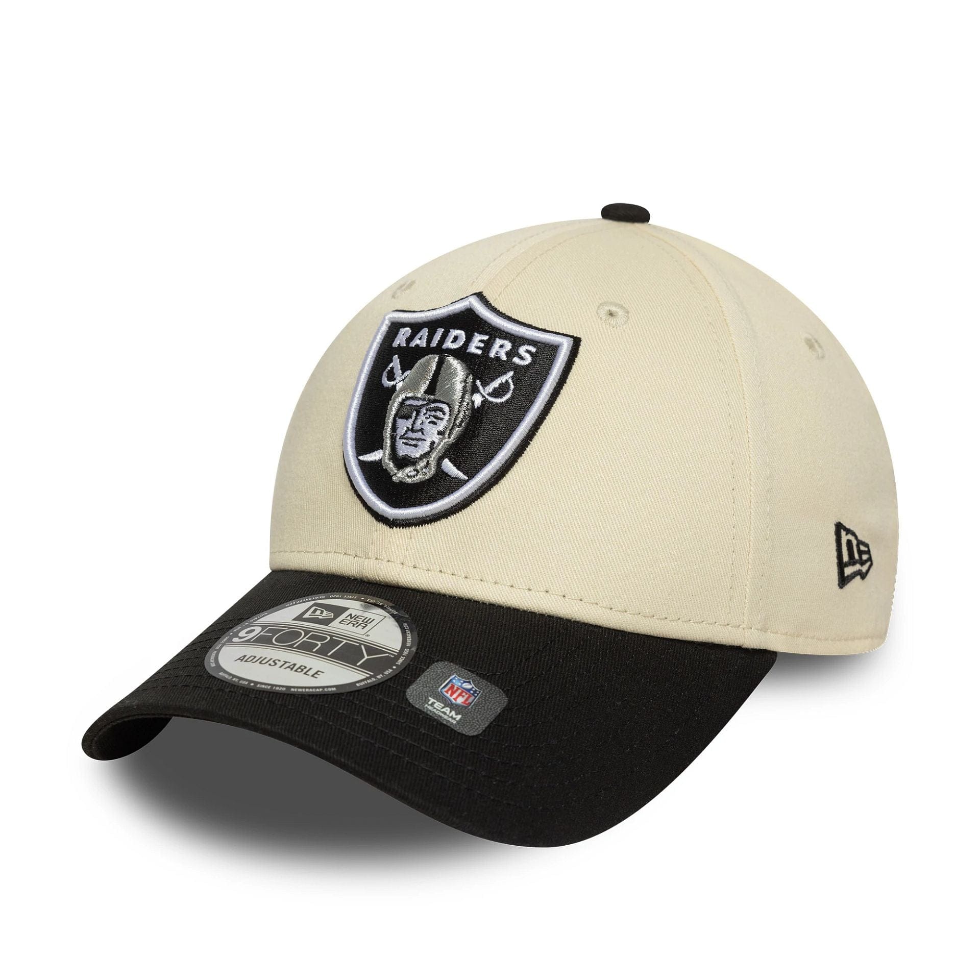 This is a Las Vegas Raiders NFL Wordmark Cream 9FORTY Adjustable Cap 3