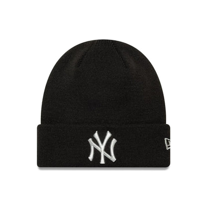 This is a New York Yankees MLB Metallic Black Cuff Knit Beanie Hat 1