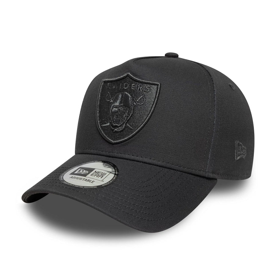 This is a Las Vegas Raiders NFL Metallic Dark Grey 9FORTY E-Frame Adjustable Cap 1