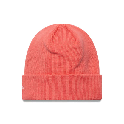 This is a New York Yankees MLB League Essential Pastel Pink Cuff Knit Beanie Hat 2