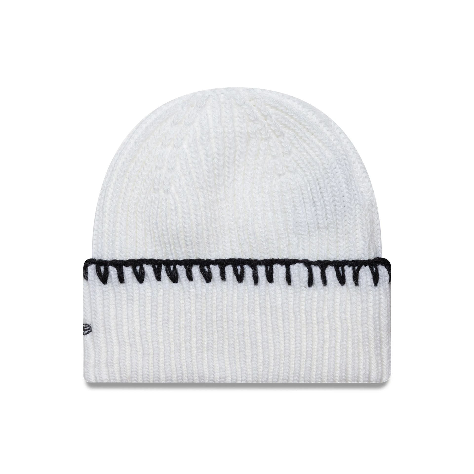 MLB Chunky Topstitch New York Yankees White Cuff Knit Beanie Hat