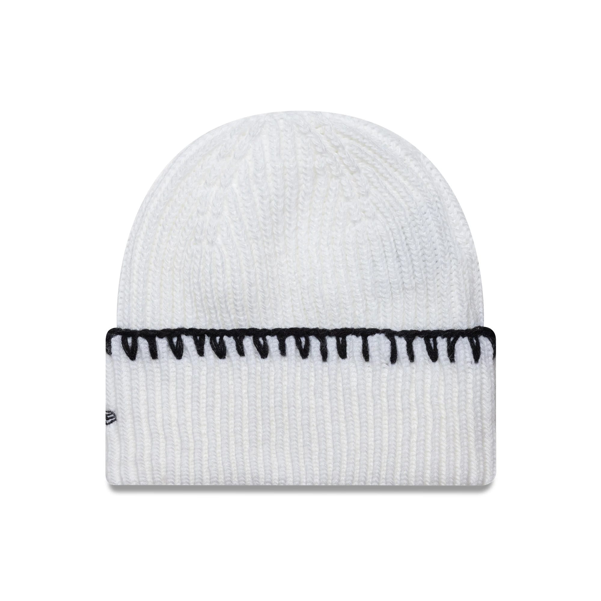 This is a New York Yankees MLB Chunky Topstitch White Cuff Knit Beanie Hat 2