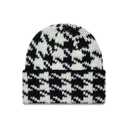 This is a New Era Houdstooth Black Cuff Knit Beanie Hat 1