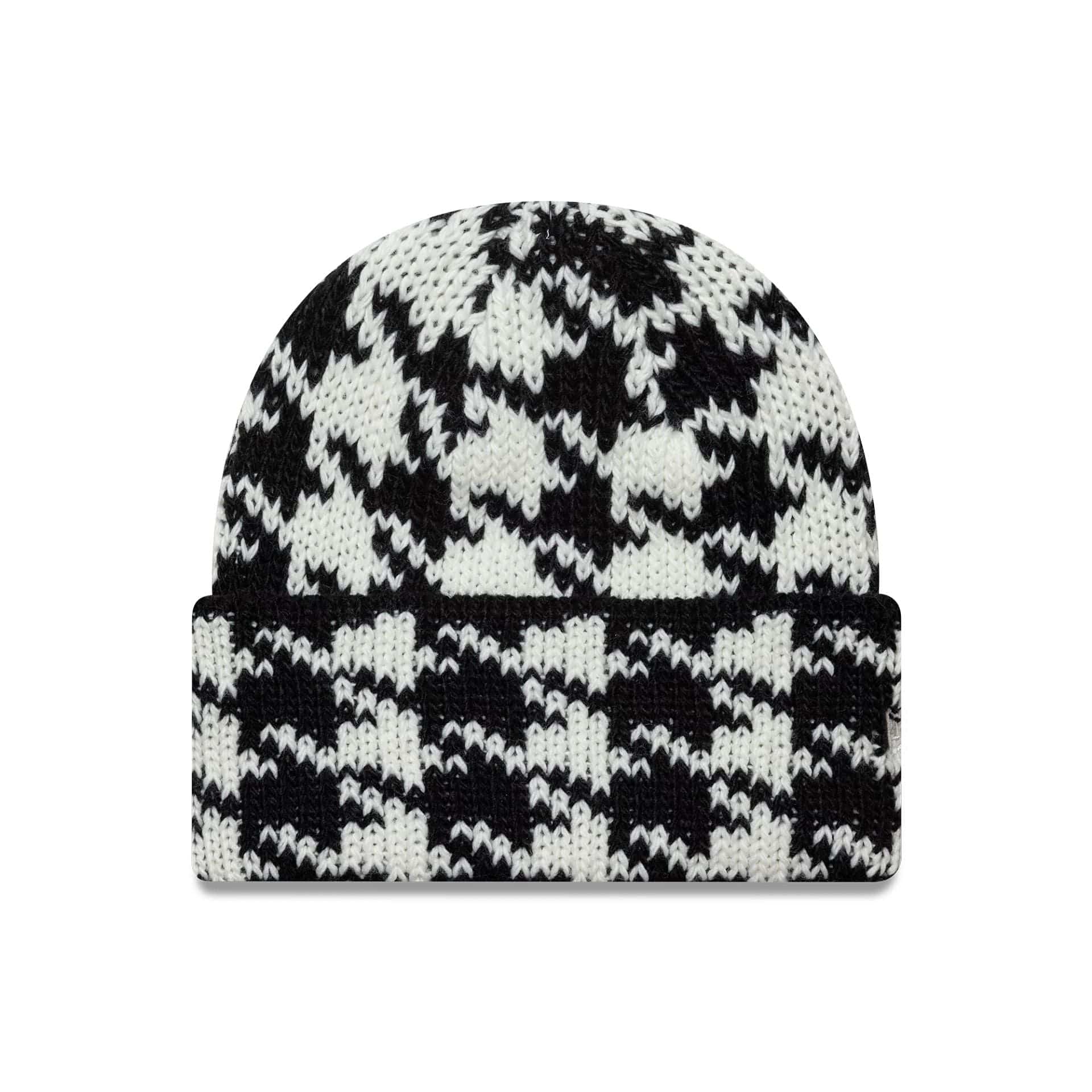 This is a New Era Houdstooth Black Cuff Knit Beanie Hat 1