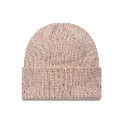 This is a New York Yankees Womens MLB Glitter Pastel Pink Cuff Knit Beanie Hat 2