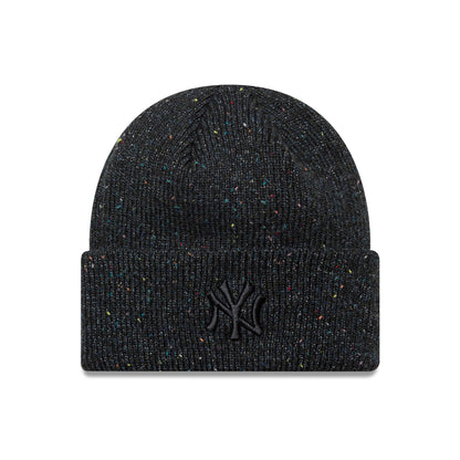 This is a New York Yankees Womens MLB Glitter Black Cuff Knit Beanie Hat 1