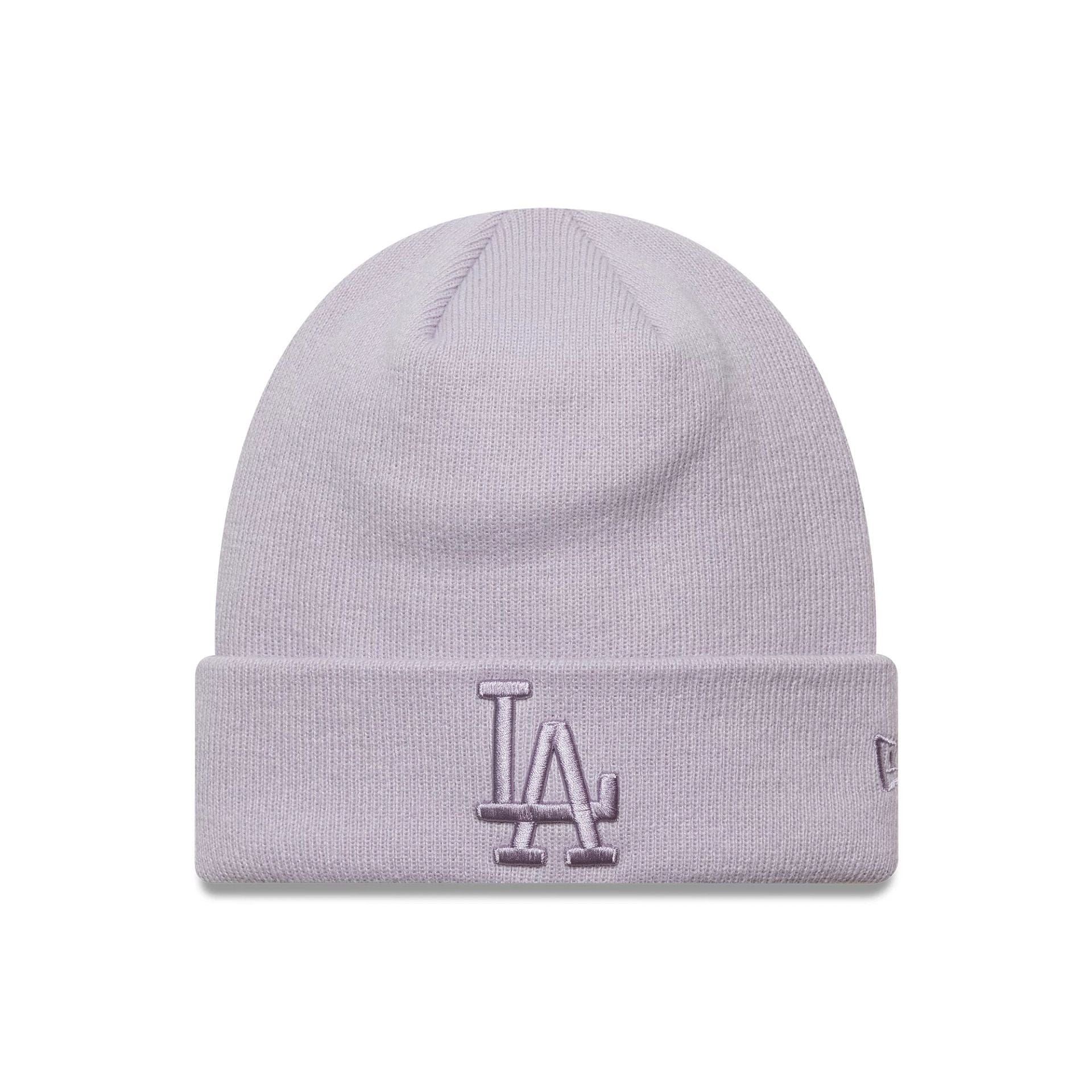 This is a LA Dodgers MLB League Essential Pastel Purple Cuff Knit Beanie Hat 1