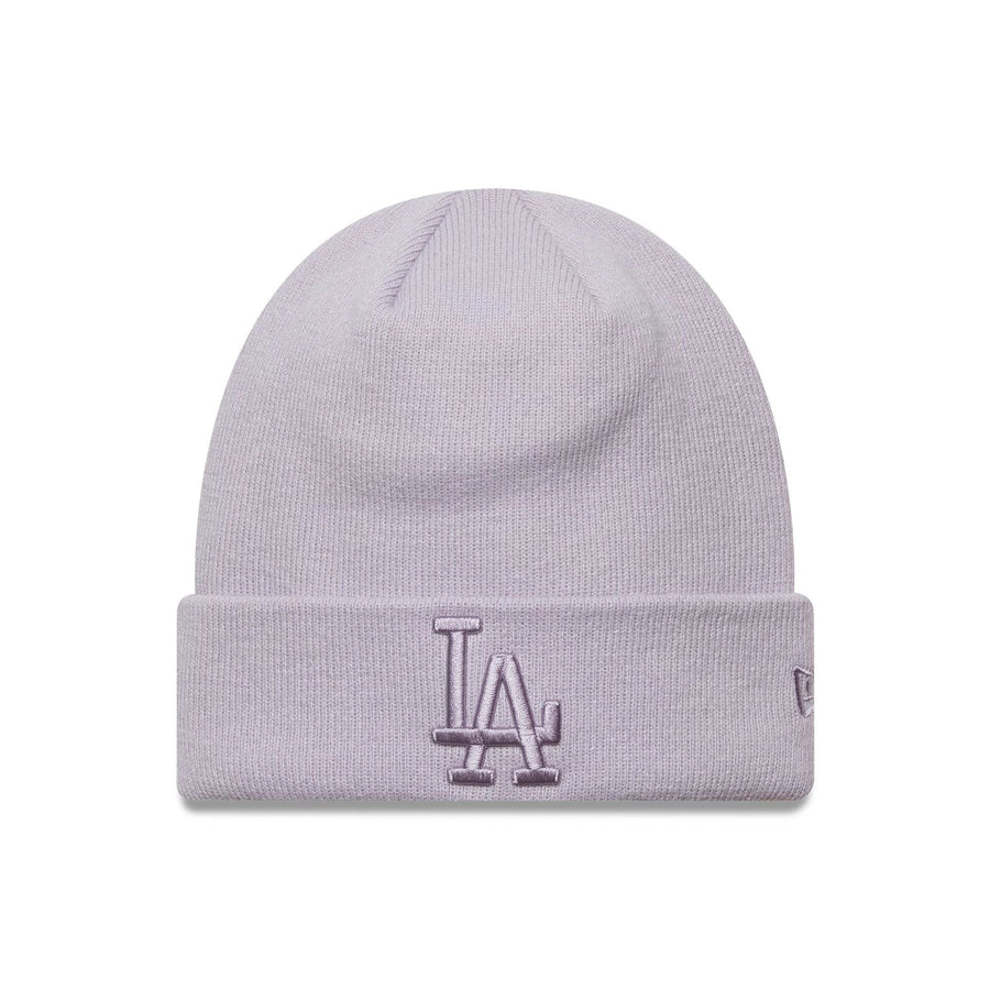 This is a LA Dodgers MLB League Essential Pastel Purple Cuff Knit Beanie Hat 1