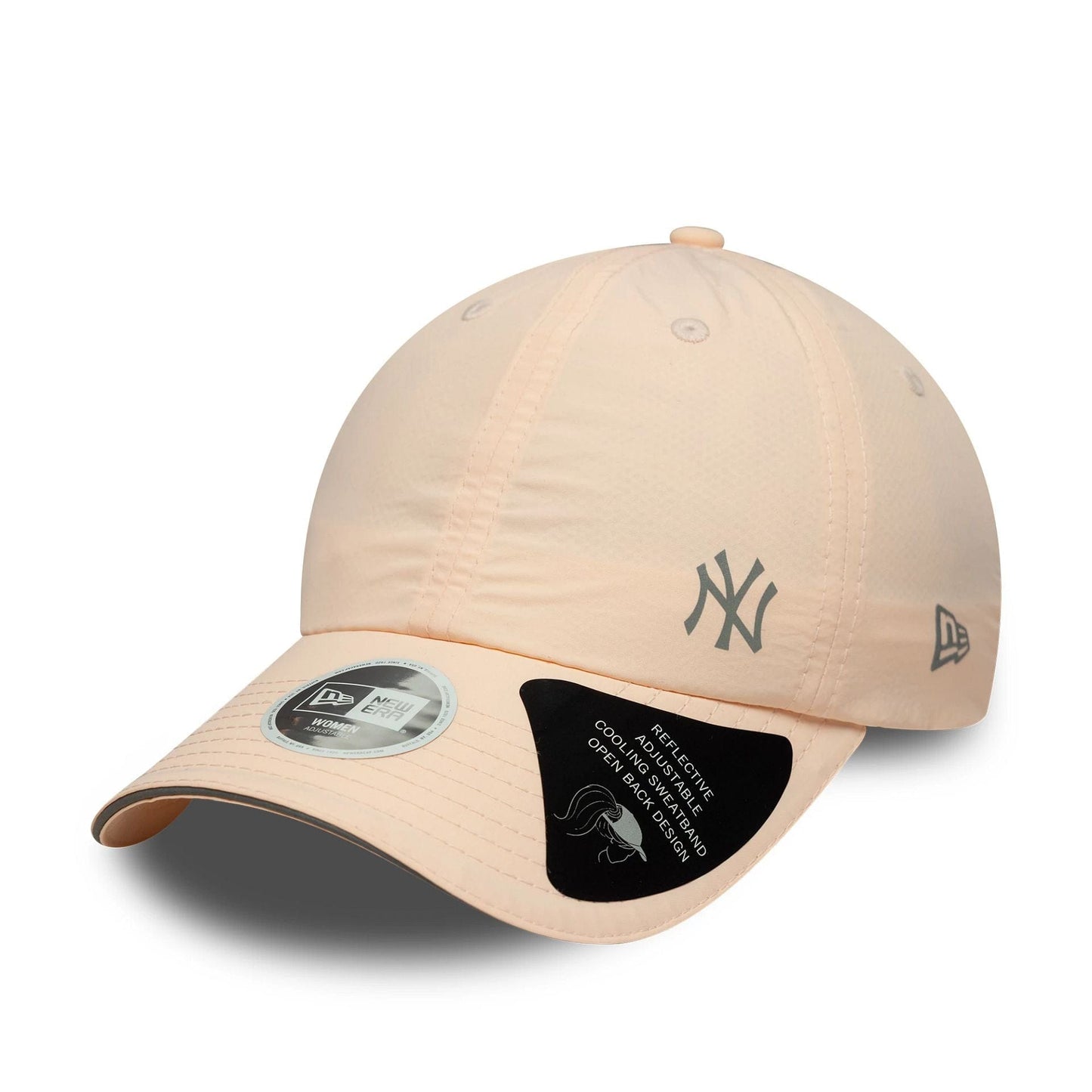 This is a New York Yankees Womens MLB Flawless Pastel Pink Pony Tail Adjustable Cap 1