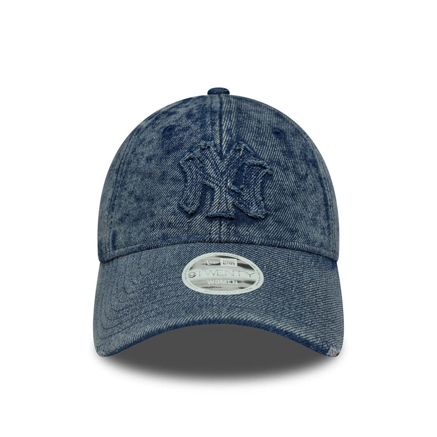 This is a New York Yankees Womens MLB Stone Denim Pastel Blue 9TWENTY Adjustable Cap 2