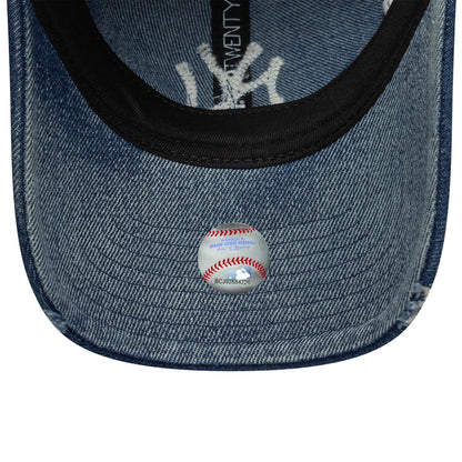 This is a New York Yankees Womens MLB Stone Denim Pastel Blue 9TWENTY Adjustable Cap 5