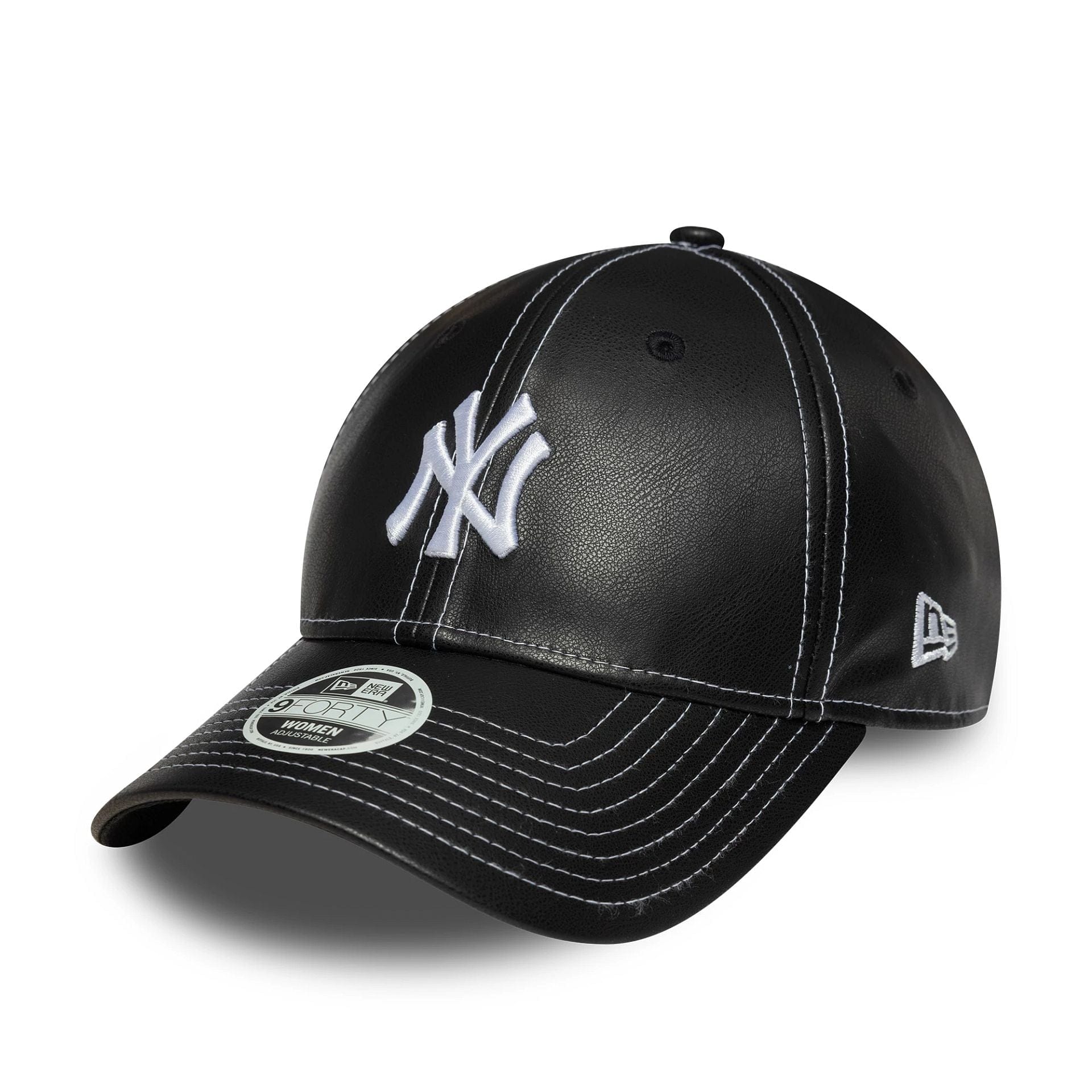 Womens MLB Topstitch PU New York Yankees Black 9FORTY Cap | NEC EU