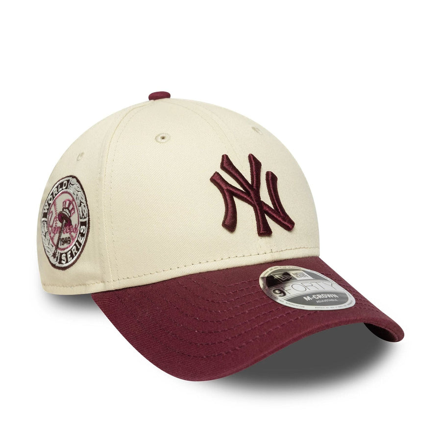 This is a New York Yankees MLB Colour Block Cream 9FORTY M-Crown Adjustable Cap 1
