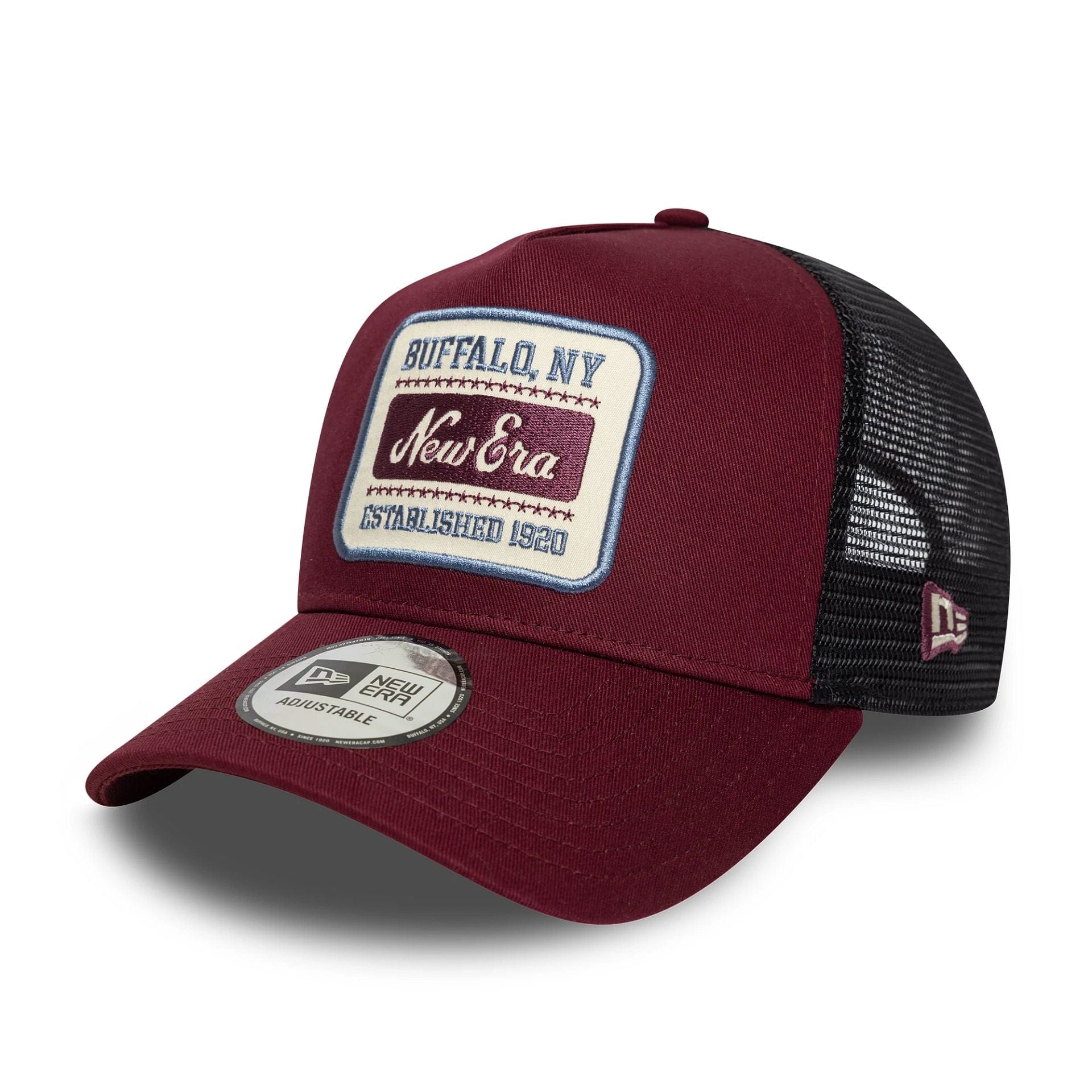 New Era Patch Dark Red 9FORTY A-Frame Trucker Cap | NEC EU