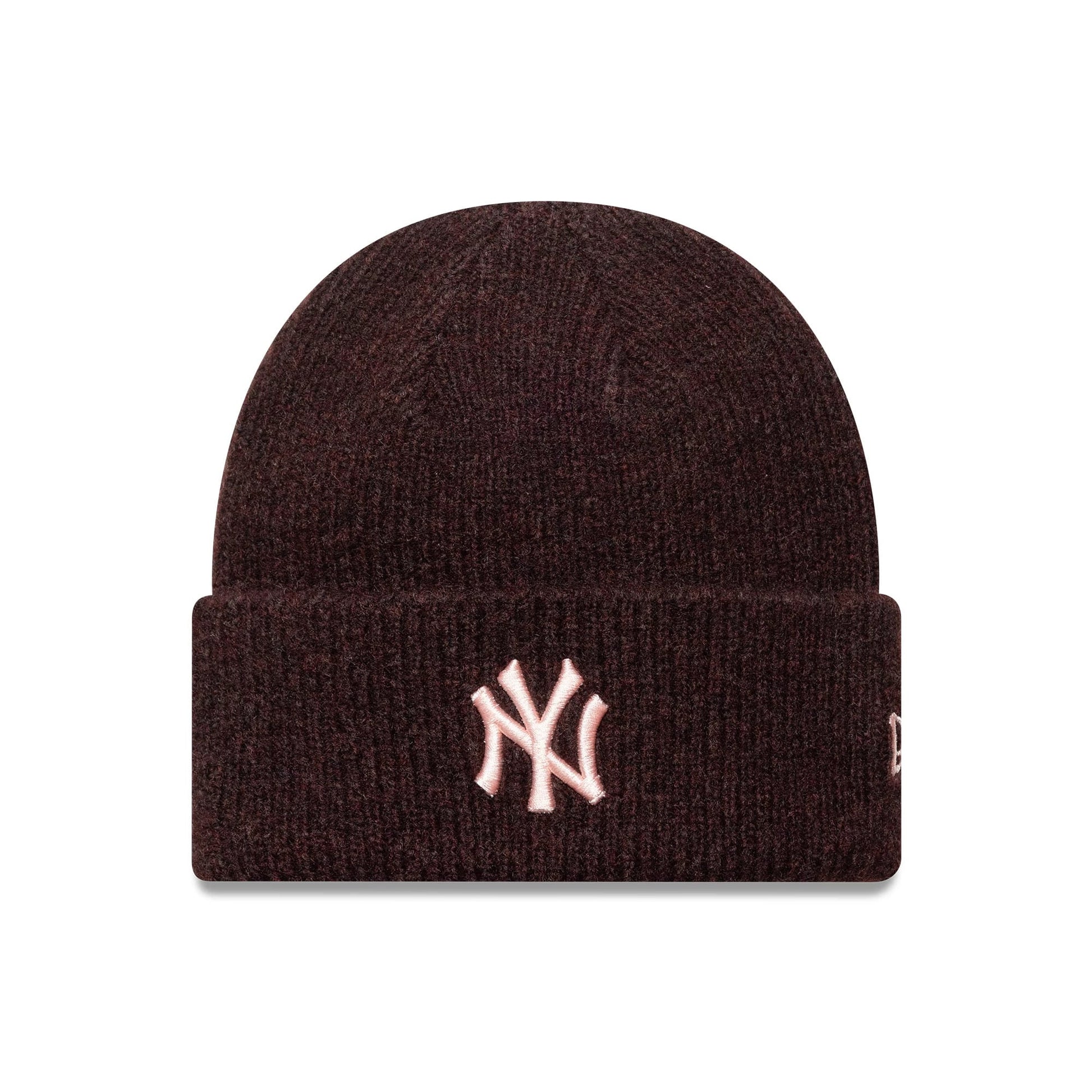 This is a New York Yankees Womens MLB Dark Red Wide Cuff Knit Beanie Hat 1