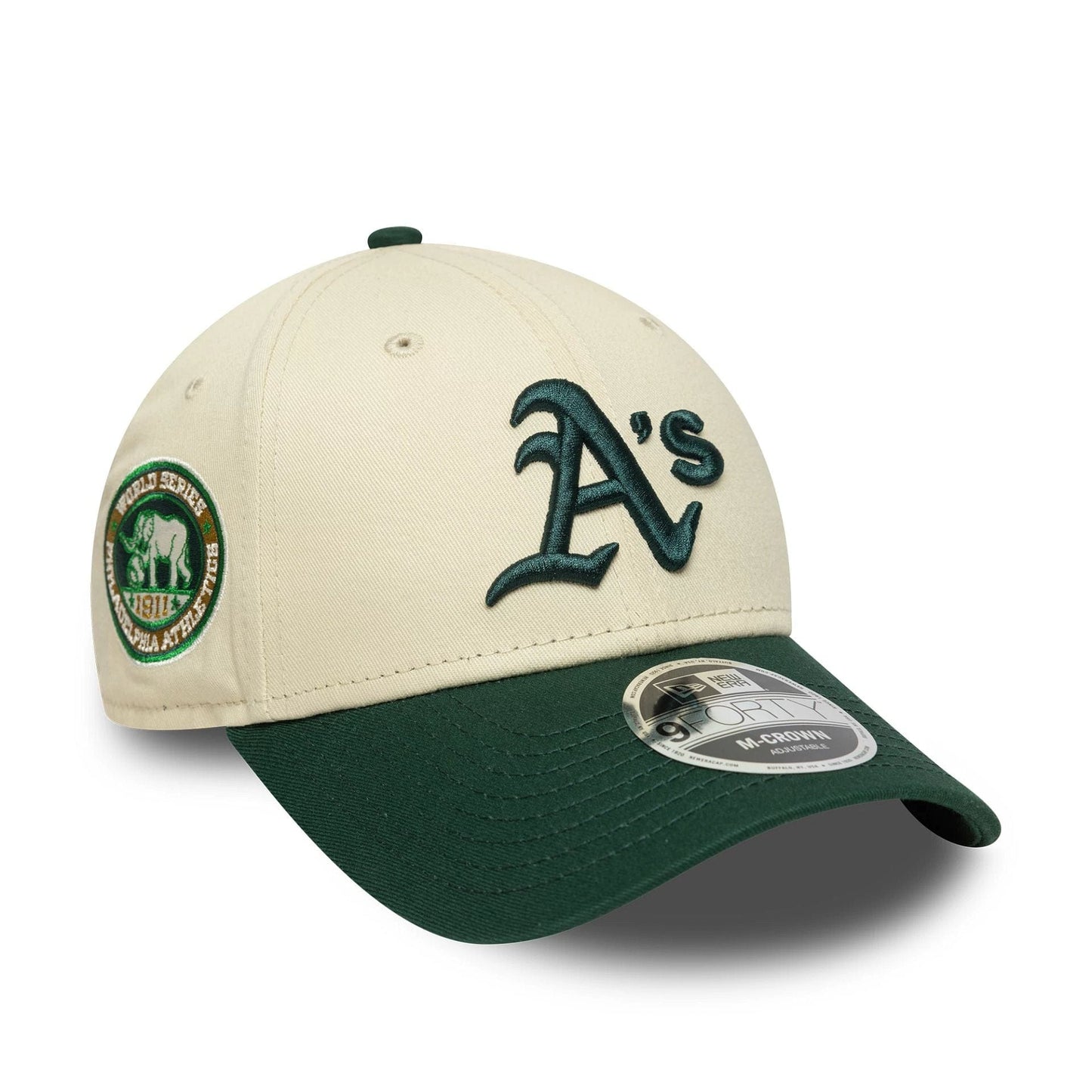 This is a Oakland Athletics MLB Colour Block Cream 9FORTY M-Crown Adjustable Cap 1