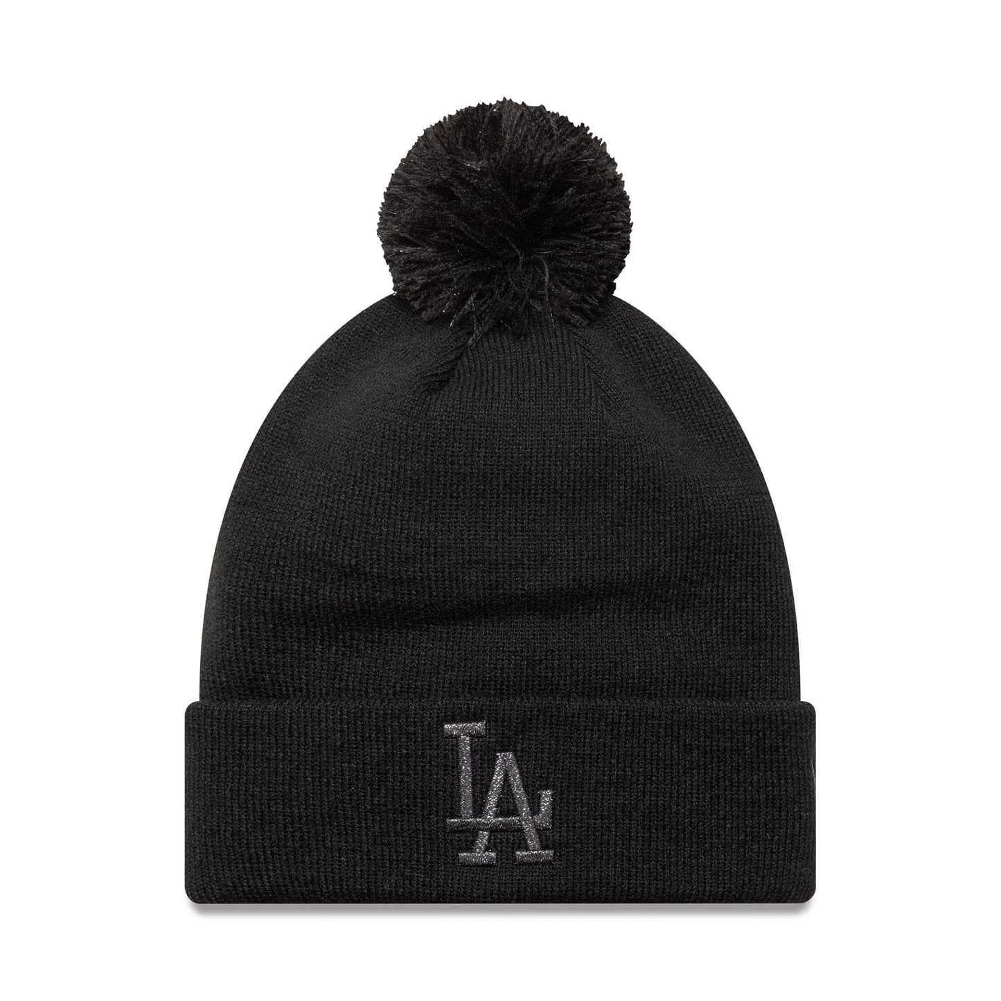 This is a LA Dodgers Womens MLB Metallic Black Cuff Knit Beanie Hat 1