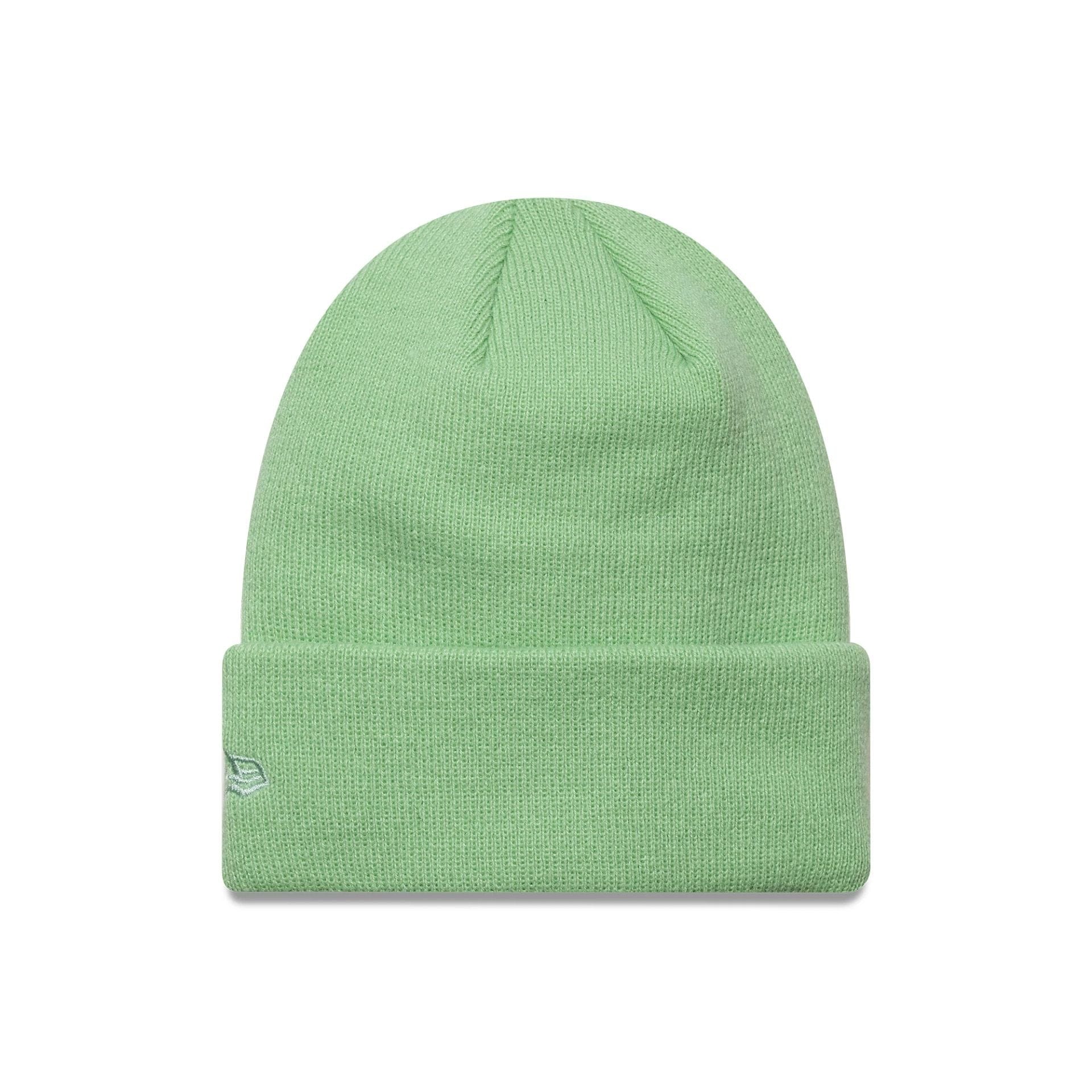 This is a New York Yankees Youth MLB League Essential Pastel Green Cuff Knit Beanie Hat 2