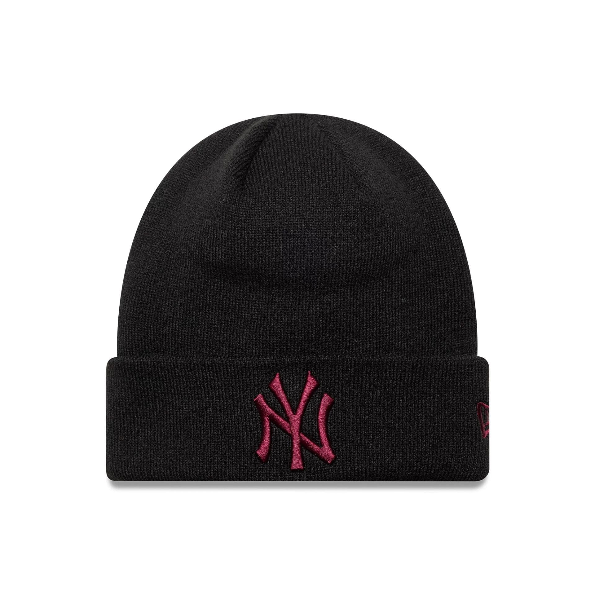This is a New York Yankees MLB League Essential Black Cuff Knit Beanie Hat 1