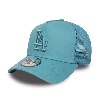 This is a LA Dodgers MLB League Essential Pastel Blue 9FORTY A-Frame Trucker Adjustable Cap 1