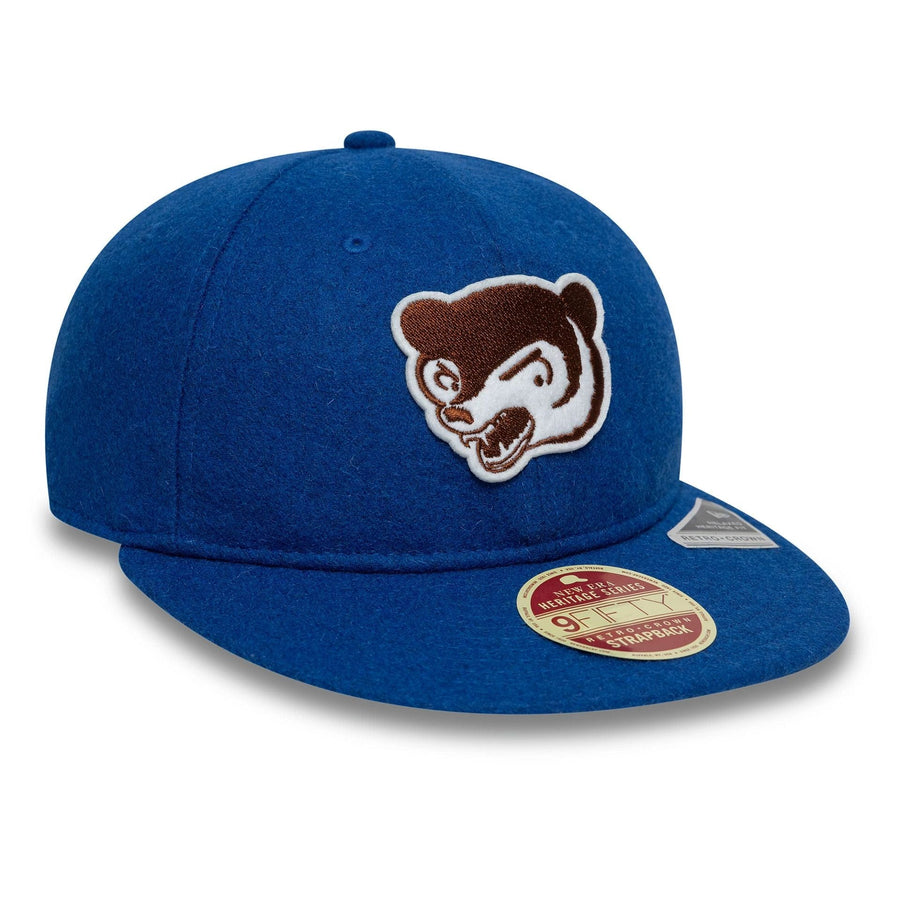 This is a Chicago Cubs MLB Heritage Cooperstown Blue Retro Crown 9FIFTY Adjustable Cap 4