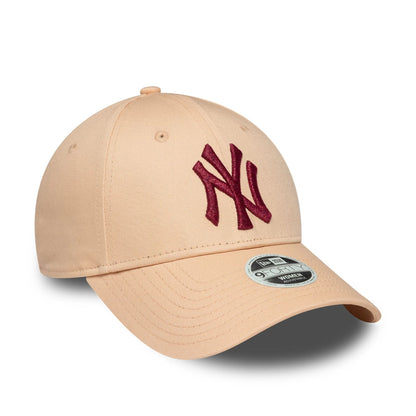 This is a New York Yankees Womens MLB Metallic Logo Pastel Pink 9FORTY Adjustable Cap 3