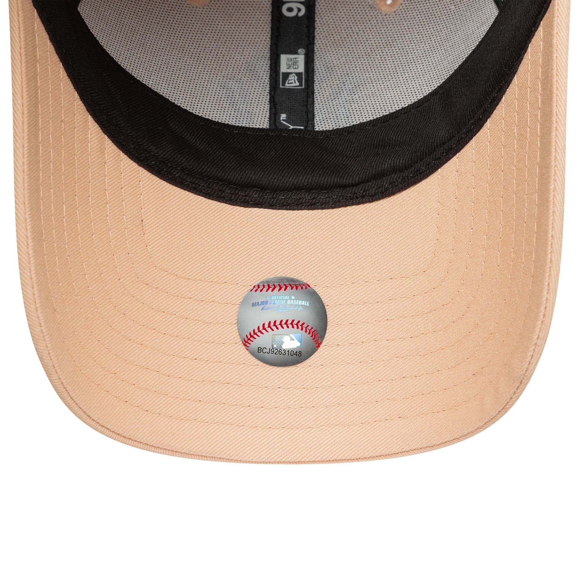 This is a New York Yankees Womens MLB Metallic Logo Pastel Pink 9FORTY Adjustable Cap 5