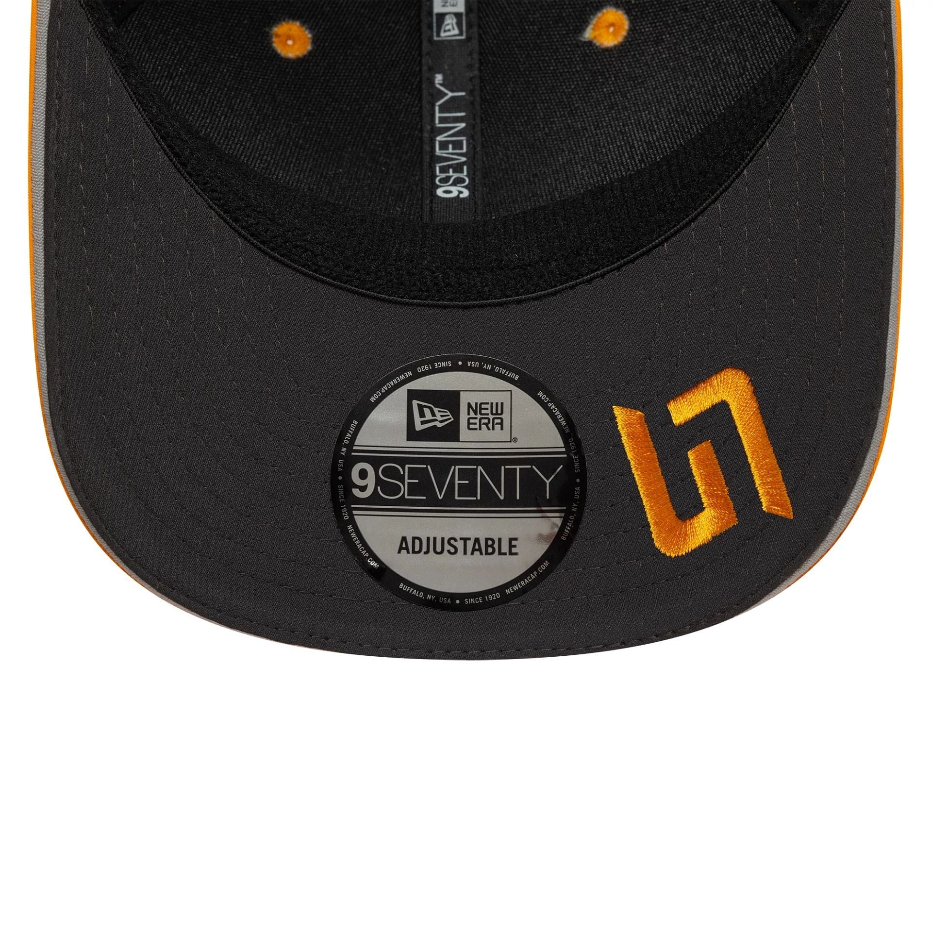 This is a McLaren Racing Replica Lando Norris Orange 9SEVENTY Stretch Snap Adjustable Cap 2