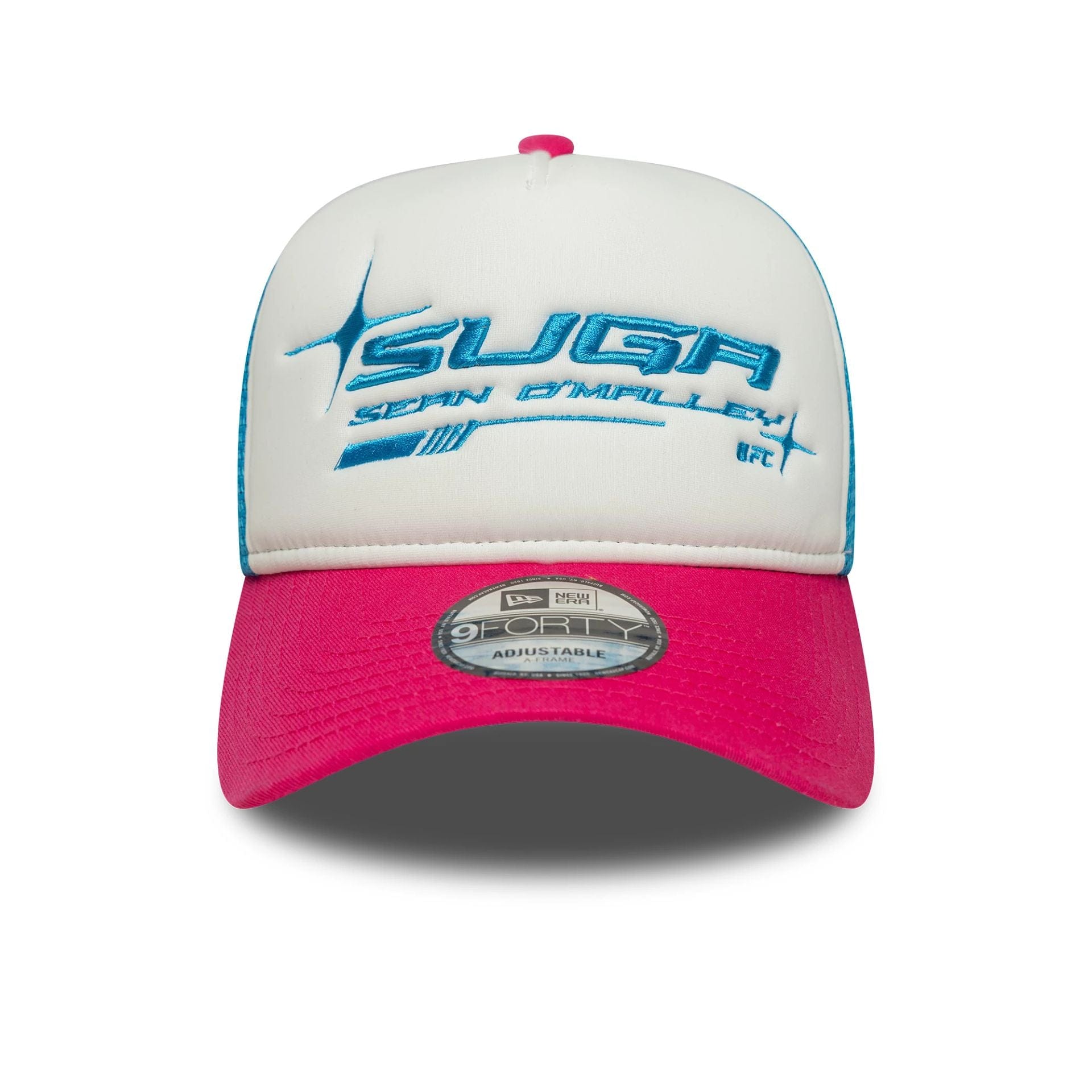 This is a UFC Ultimate Fighting Sean O'Malley White 9FORTY A-Frame Adjustable Cap 2