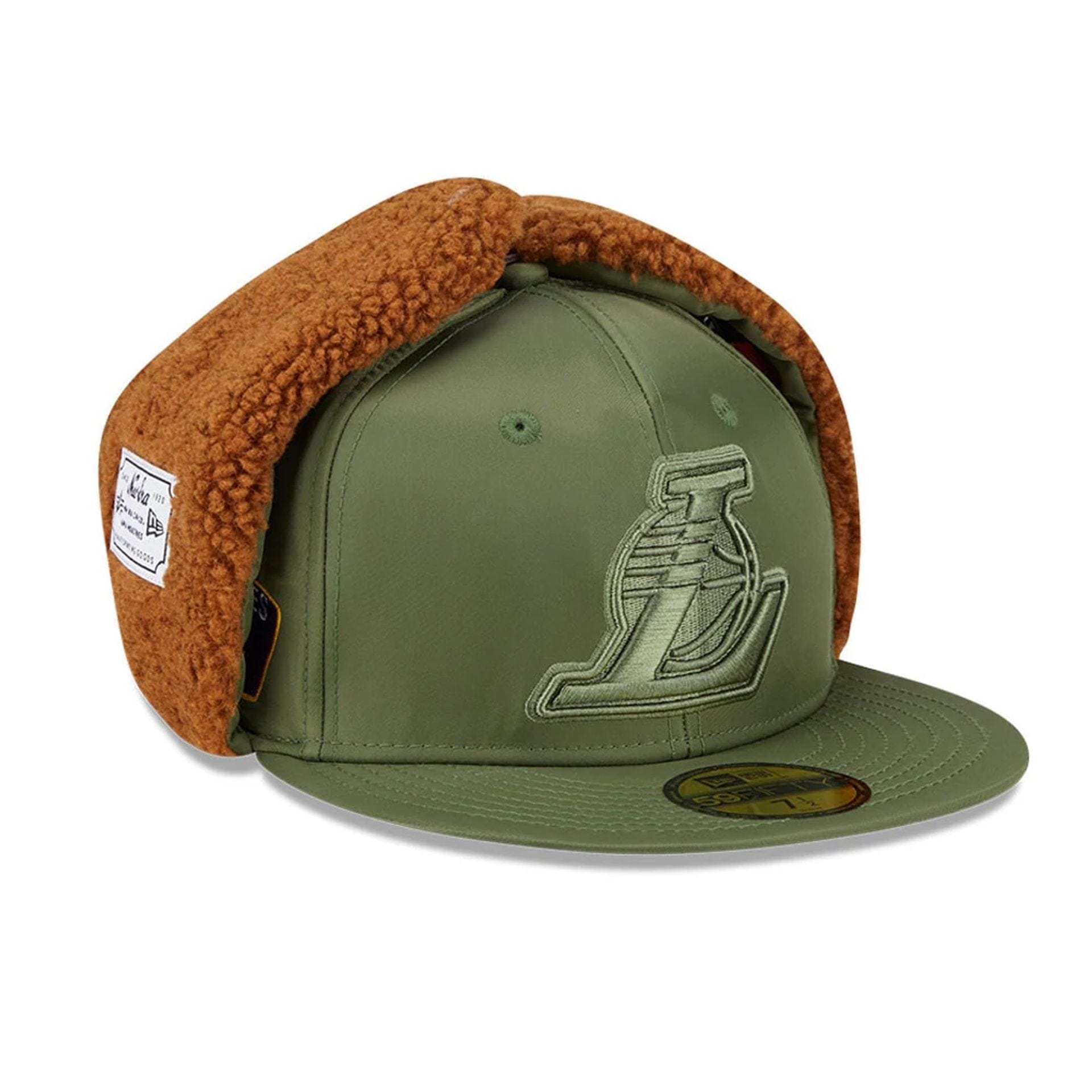 This is a LA Lakers NBA x Alpha Green Dogear 59FIFTY Fitted Cap 1