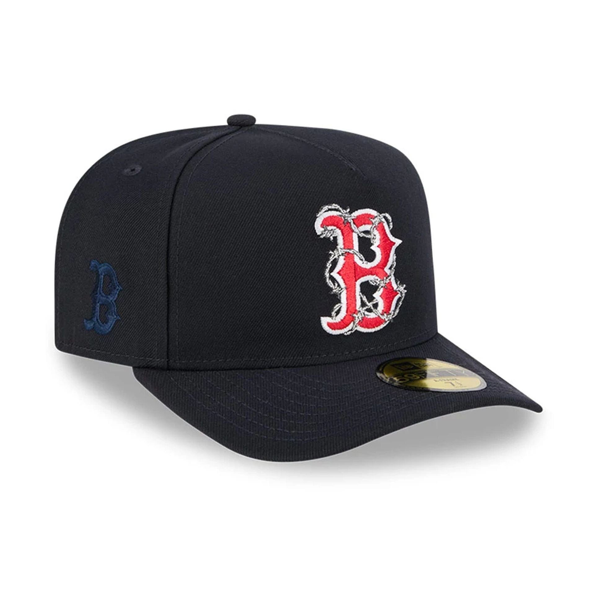 This is a Boston Red Sox MLB Wired Navy 59FIFTY A-Frame Fitted Cap 1