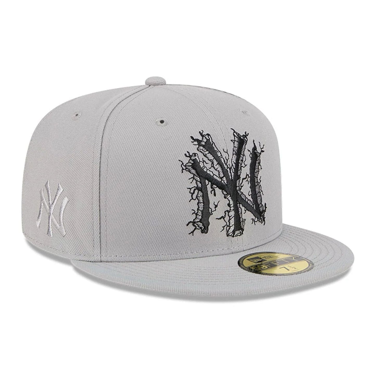 This is a New York Yankees MLB Cracked Grey 59FIFTY Fitted Cap 1