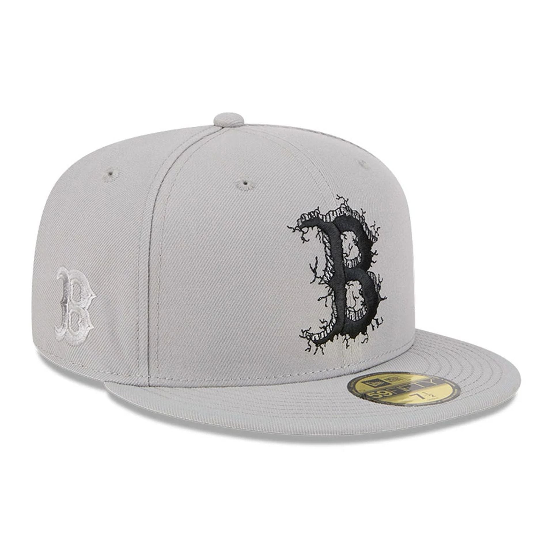 This is a Boston Red Sox MLB Cracked Grey 59FIFTY Fitted Cap 1