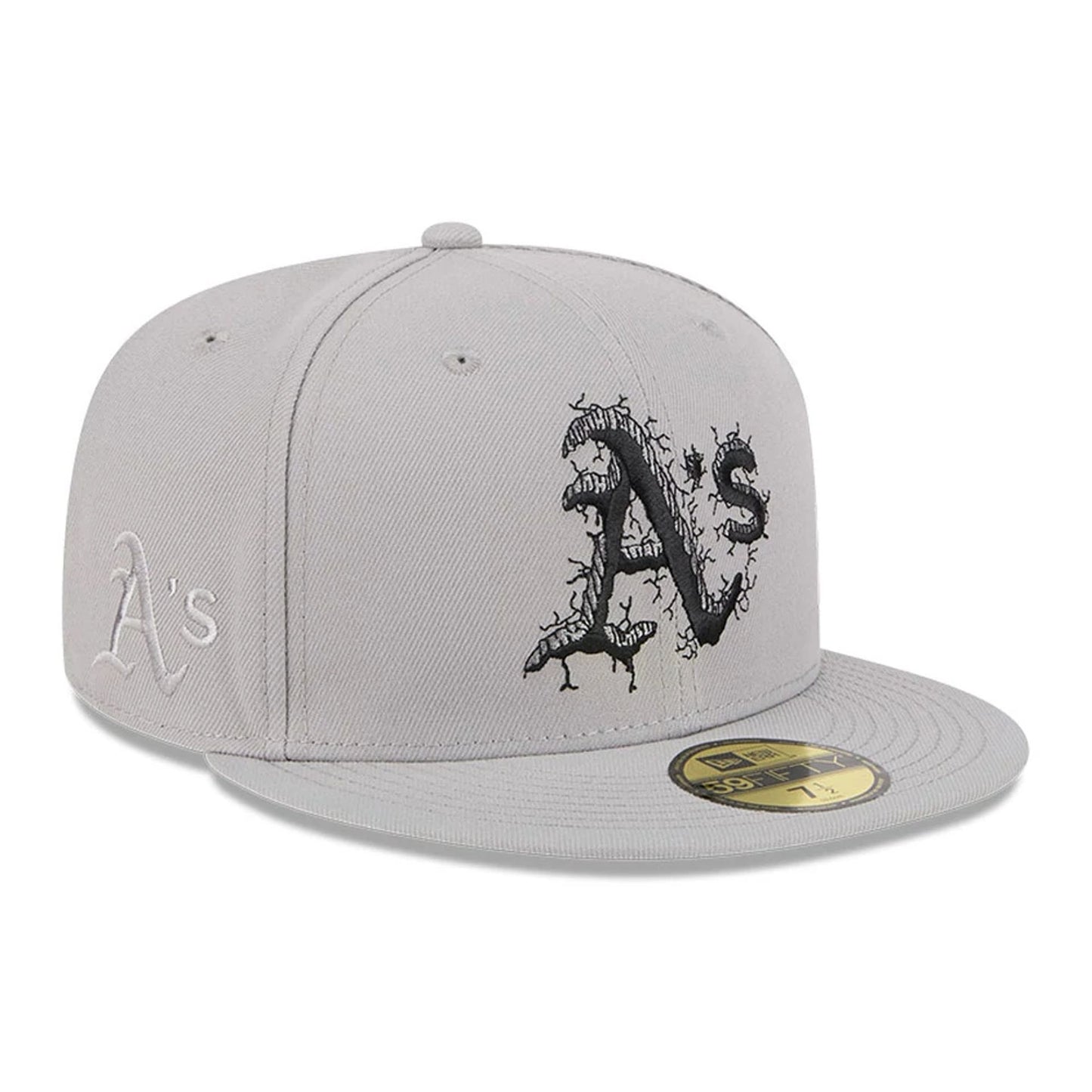 This is a Oakland Athletics MLB Cracked Grey 59FIFTY Fitted Cap 1