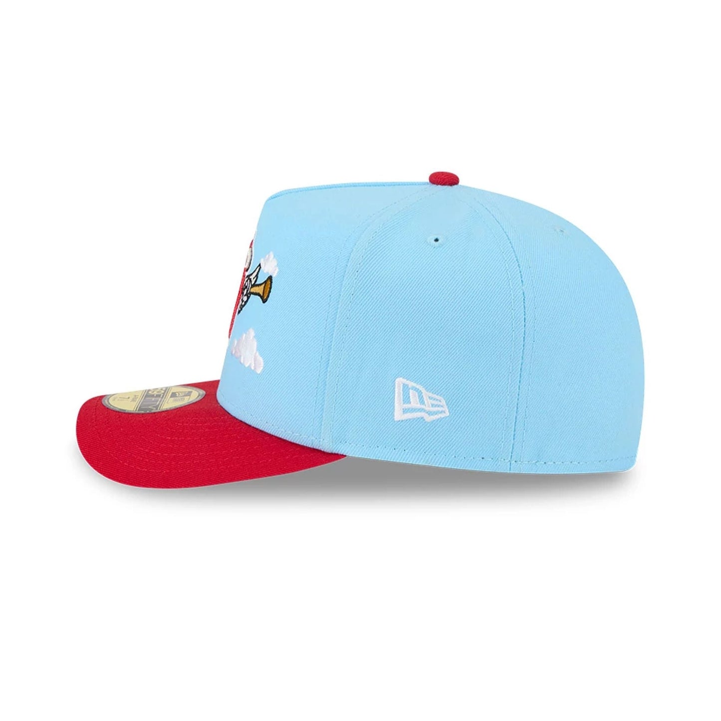 Pictured is this MLB Cartoon LA Angels 59FIFTY A-Frame Fitted cap in red. 6