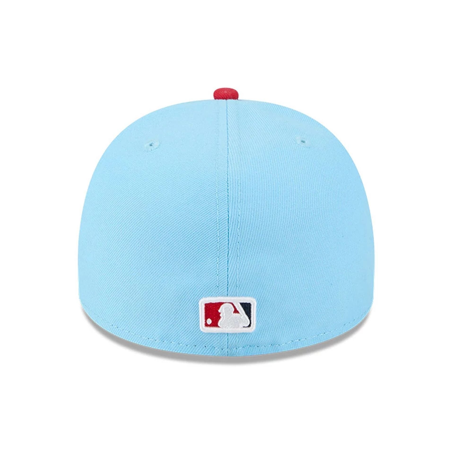 Pictured is this MLB Cartoon LA Angels 59FIFTY A-Frame Fitted cap in red. 7