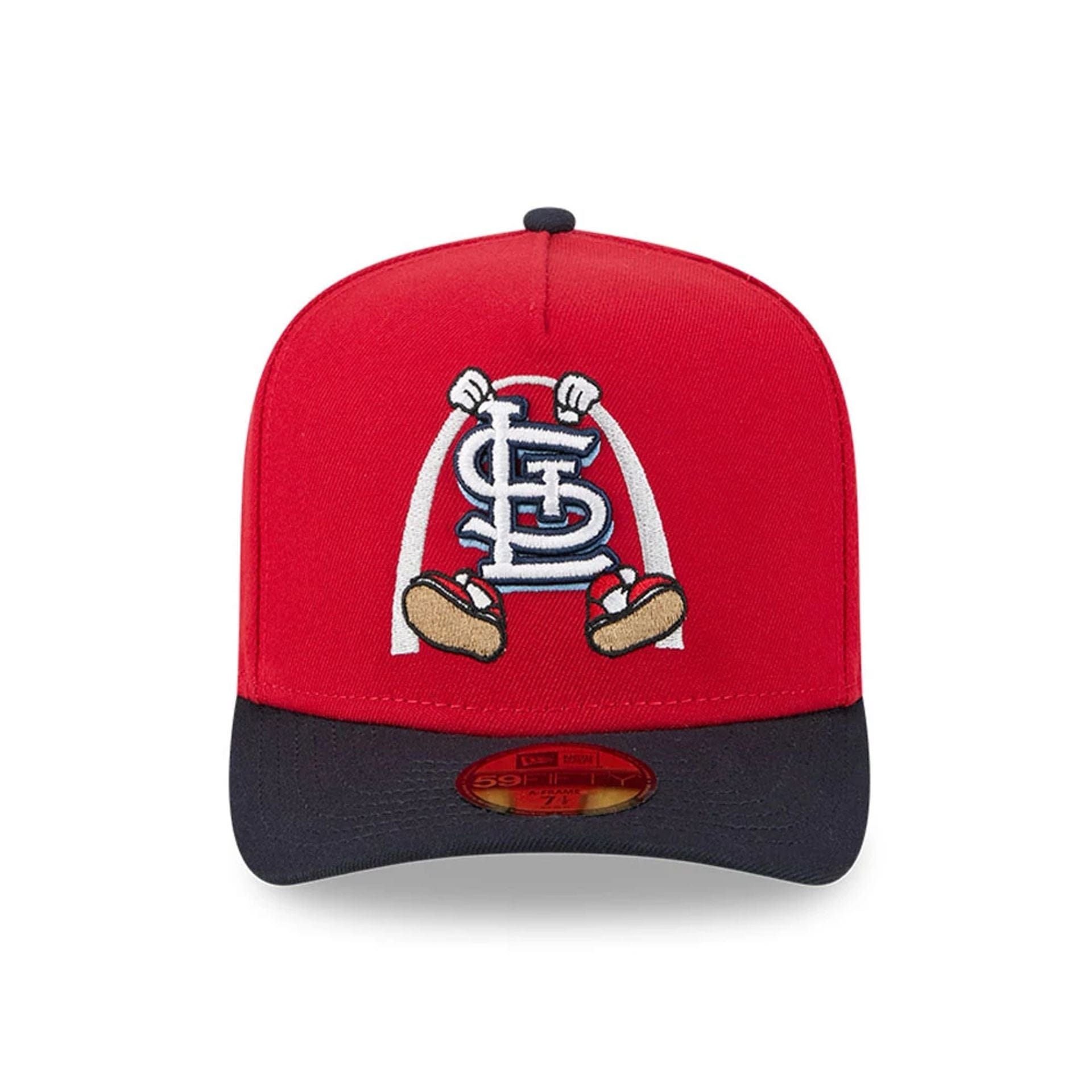 Pictured is this MLB Cartoon St. Louis Cardinals 59FIFTY A-Frame Fitted cap in red. 3