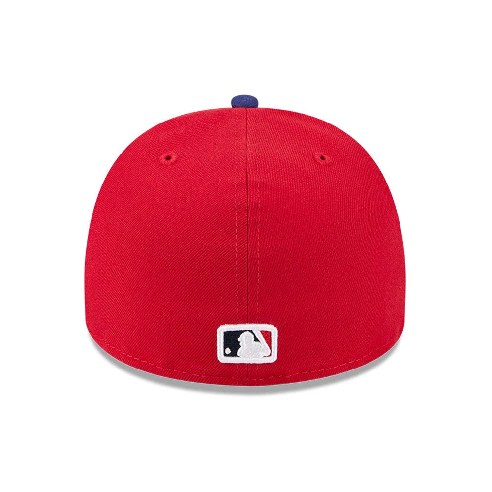 Pictured is this MLB Cartoon Philadelphia Phillies 59FIFTY A-Frame Fitted cap in red. 5