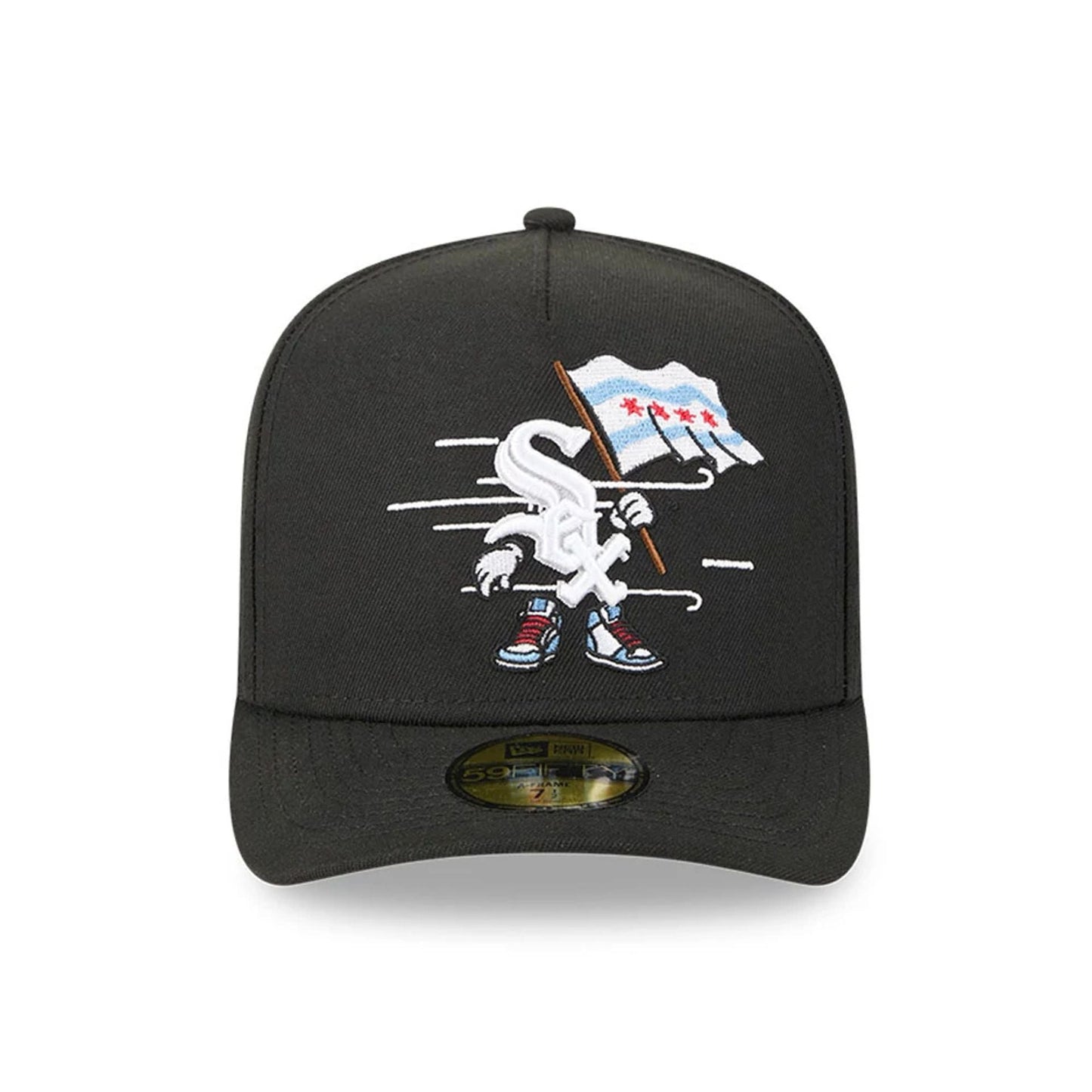 This is a Chicago White Sox MLB Cartoon Black 59FIFTY A-Frame Fitted Cap 3