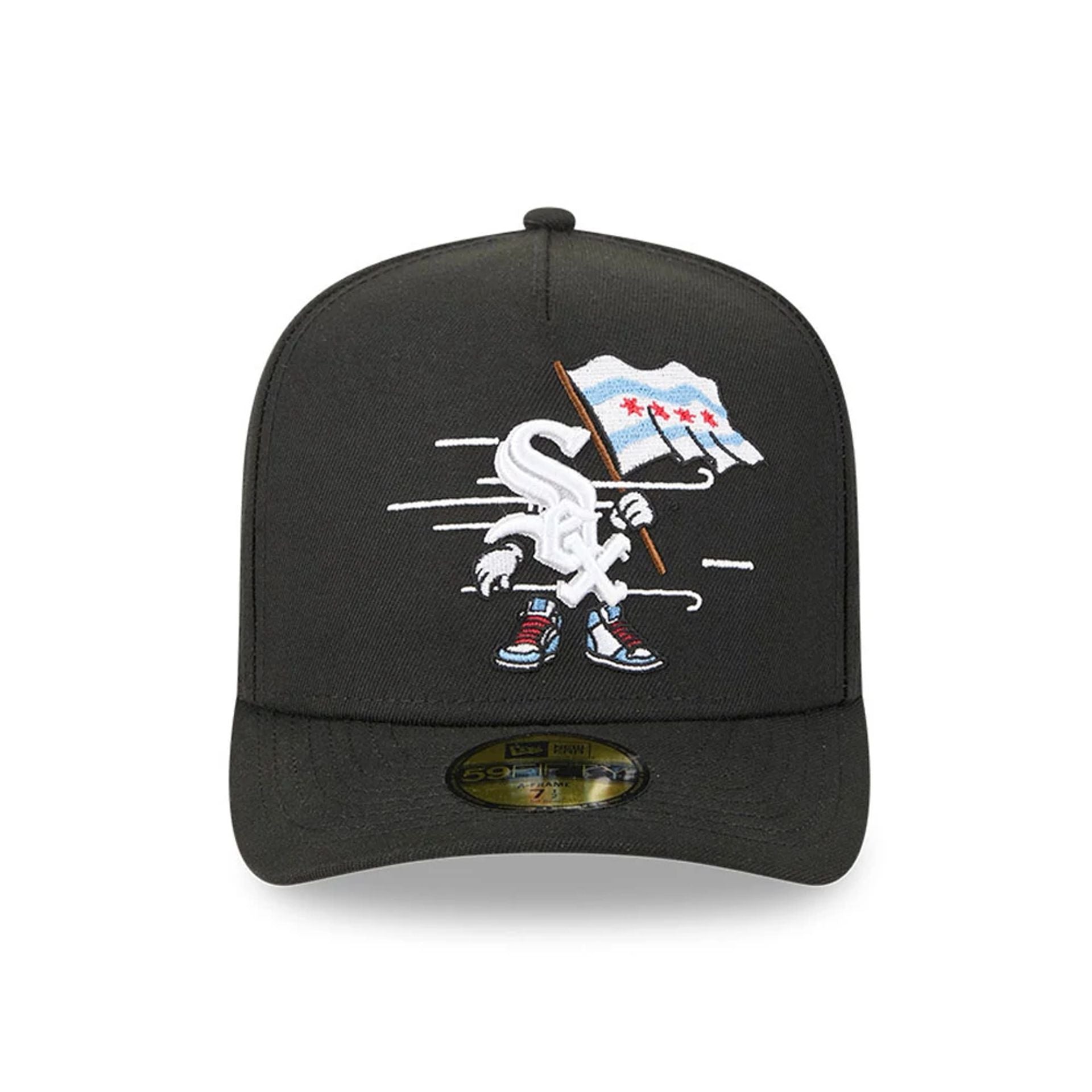 This is a Chicago White Sox MLB Cartoon Black 59FIFTY A-Frame Fitted Cap 3