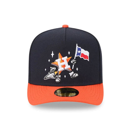 Pictured is this MLB Cartoon Houston Astros 59FIFTY A-Frame Fitted cap in navy. 3