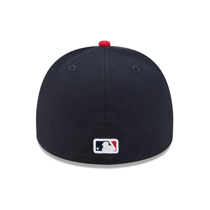 Pictured is this MLB Cartoon Atlanta Braves 59FIFTY A-Frame Fitted cap in navy. 7